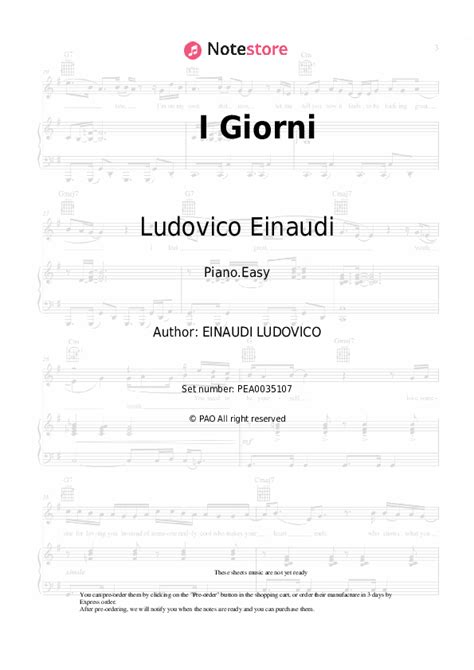 Ludovico Einaudi I Giorni Piano Sheet Music In Note Pianoeasy Sku Pea0035107