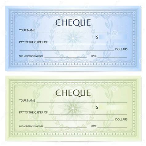 Check Cheque Chequebook Template Guilloche Pattern With Watermark