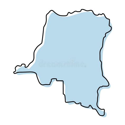 Stylized Simple Outline Map Of Democratic Republic Of The Congo Icon