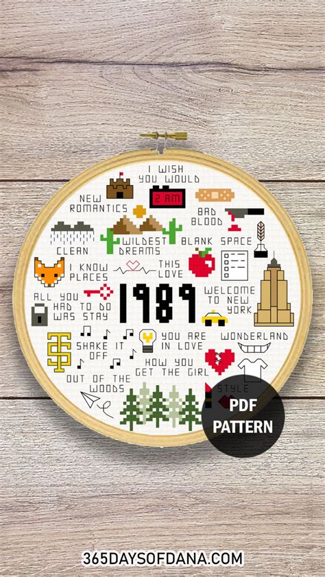 1989 Taylor Swift Album Summary Cross Stitch Pattern Taylor Swift Cross ...