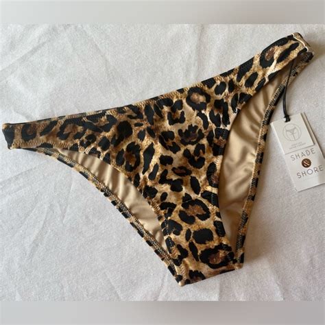 Swim Shade Shore High Leg Cheeky Swimsuit Bikini Bottoms Leopard S M