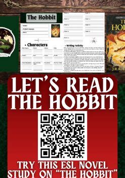 Esl Novel Study Worksheets On The Hobbit J R R Tolkien By Esl With Alan