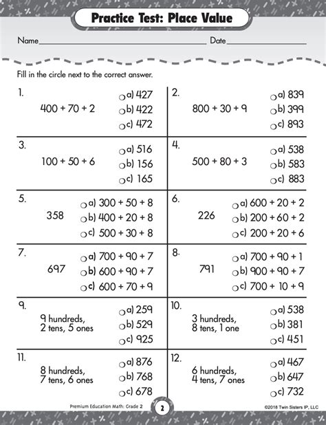 Math Grade 2 Comprehensive Skills Practice Test By Teach Simple