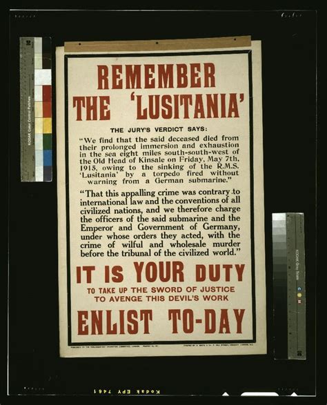 Propaganda poster of Lusitania. | Ww1 propaganda posters, Lusitania ...