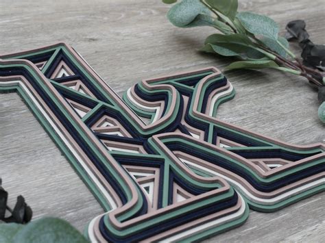 Layered Geometric Monogram Laser Cut Monogram Lower Case Etsy