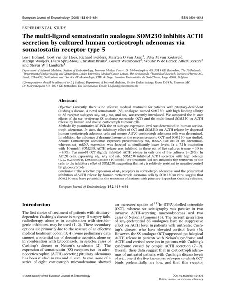 Pdf The Multi Ligand Somatostatin Analogue Som Inhibits Acth