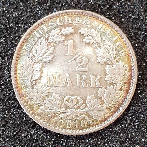 1 2 Halbe Mark Stück 1916 E Deutsches Reich Reichsadler Silber Münze