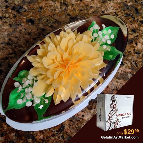 A Delicious Flower Dessert Made By Drawing Flowers In Clear Jelly