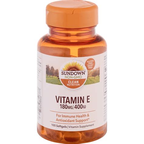 Sundown Naturals Vitamin E 400IU Softgels 100 CT Shop Superlo Foods