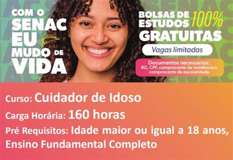 Brumado Senac Abre Vagas Gratuitas Para Curso Cuidador De Idoso