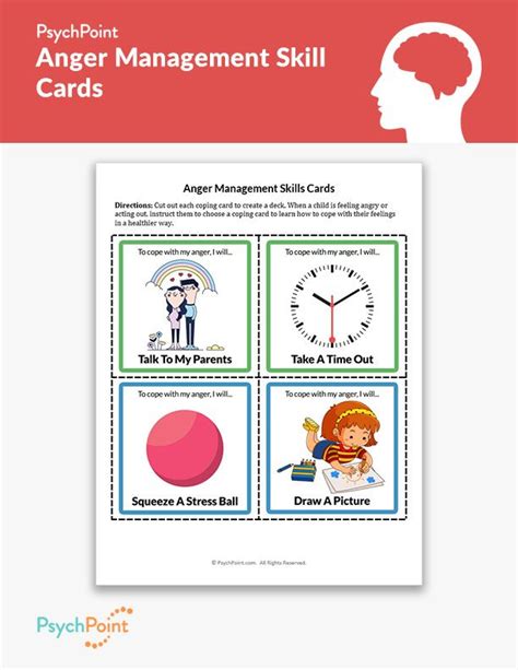 Anger Management Skill Cards Worksheet Anger Management Worksheets