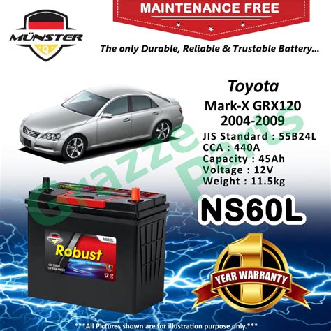 Münster Robust MF CMF NS60L 55B24L 45AH Car Battery Bateri Kereta