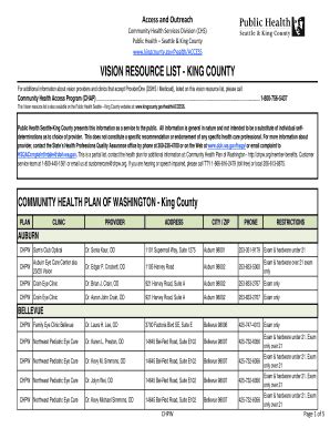 Fillable Online Kingcounty Community Health Services Division Chs