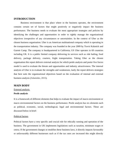 Corporate Strategy for Uber: External and Internal Analysis