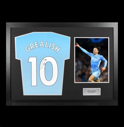 Maillot Manchester City 2022 signé par Jack Grealish et encadré LCS