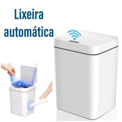 Lixeira Sensor Automático Inteligente Recarregável Abre Fácil Em