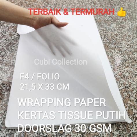 Jual WRAPPING PAPER KERTAS DOORSLAG DORSLAG TISSUE TISU PUTIH F4 30