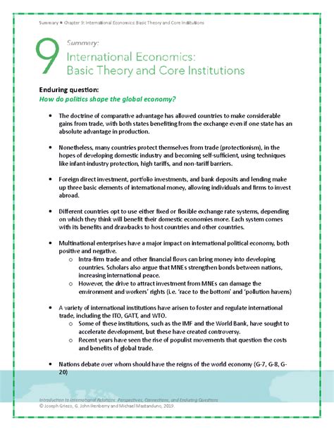 International Economics: Chapter 9 Summary on Global Trade Dynamics