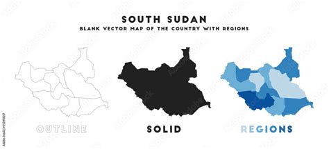 South Sudan map. Borders of South Sudan for your infographic. Vector ...