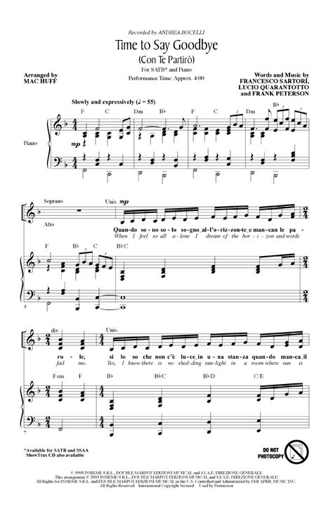 Time to Say Goodbye (SATB ) arr. Mac Huff| J.W. Pepper Sheet Music