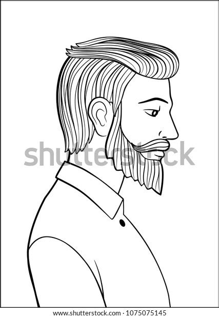 Portrait Bearded Man Hand Drawn Black Stock Vector Royalty Free