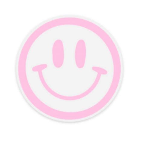 3 Pink Smiley Face Clear Sticker - Etsy