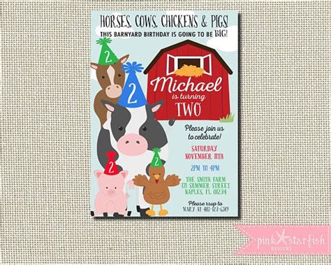 Farm Invitation Farm Birthday Invitation Petting Zoo Etsy Farm