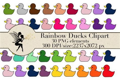 Rainbow Ducks Clipart 30 Png Graphic By Pixy Art Store · Creative Fabrica