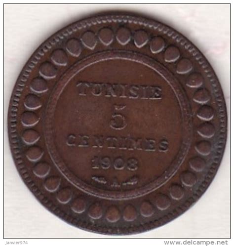 Tunesien PROTECTORAT FRANCAIS 5 CENTIMES 1908 A BRONZE