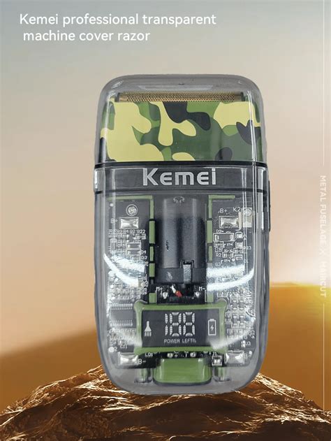 Transparent Camouflage Waterproof Electric Shaver Kemei Km Tx7 Usb