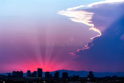 Downtown Phoenix Sunset stock image. Image of dusk, city - 198881345