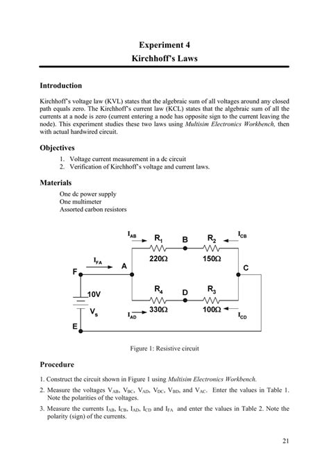 Solved Experiment 4 Kirchhoff S Laws Introduction Chegg