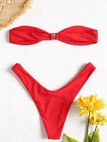 16 OFF 2021 Bowknot Micro Bandeau Bikini Set In LAVA RED ZAFUL