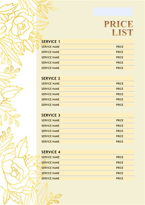 Makeup price list template 4 | ONLYOFFICE