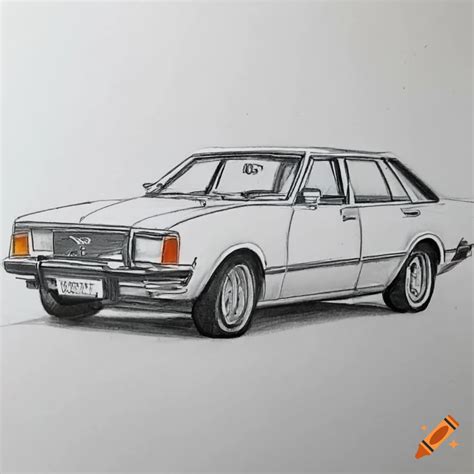 Pencil Drawing Of A Ford Granada Consort Mk On Craiyon