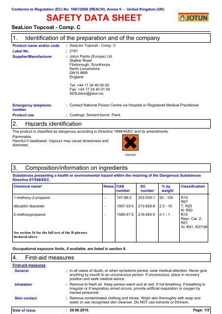 Safety Data Sheet Sml Marine Paints