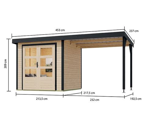 Karibu Hybrid Gartenhaus Jupiter A M Anbaudach Mm Elementhaus