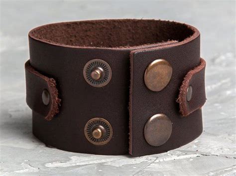 Wide Leather Wrist Cuff Bracelet Black Wide Leather Cuff Wristband For