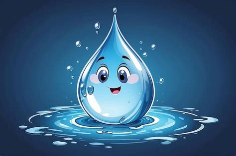 Ilustración De Dibujos Animados De Gotas De Agua Dibujadas A Mano Foto Premium