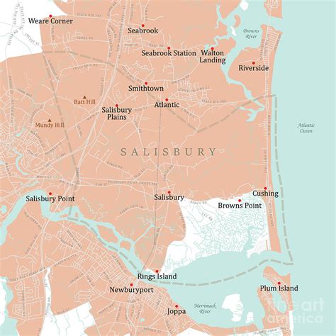 Ma Essex Salisbury Vector Road Map Digital Art By Frank Ramspott