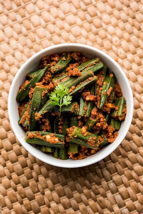 Indian Bharwa Bhindi Or Masala Fried Okra Bhendi Or Ladyfinger Curry