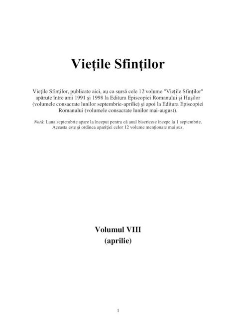 PDF Vieţile Sfinţilor 1 Vieţile Sfinţilor Vieţile Sfinţilor