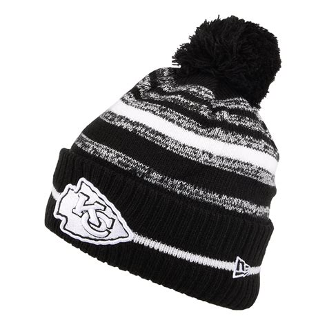 Bonnet à Pompon Nfl Sport Knit Kansas City Chiefs Noir Blanc New Era