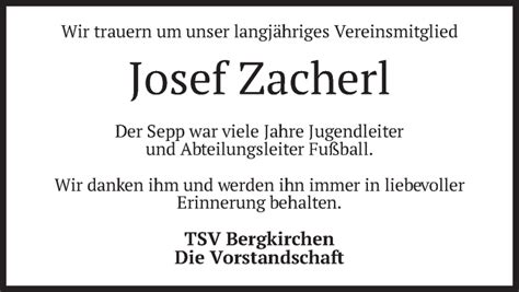 Traueranzeigen Von Josef Zacherl Trauer Merkur De