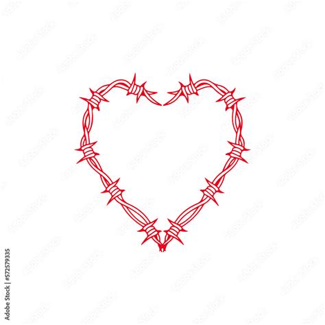 vector illustration of heart shaped barbed wire Stock Vector | Adobe Stock