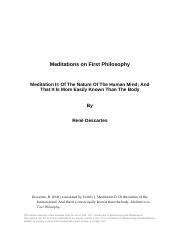 Phil Descartes Meditation Mii Pdf Meditations On First Philosophy