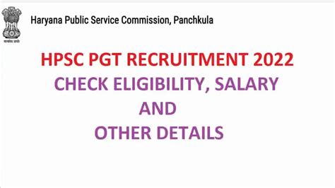 HPSC Recruitment 2022 Apply Online For 4476 PGT Posts Hpsc Gov In