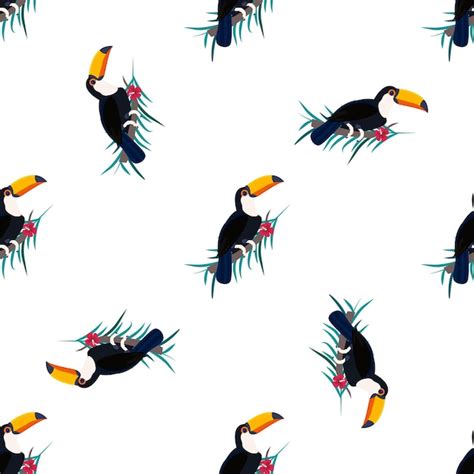 Premium Vector Seamless Pattern With Tropical Toucan Birds Abstract