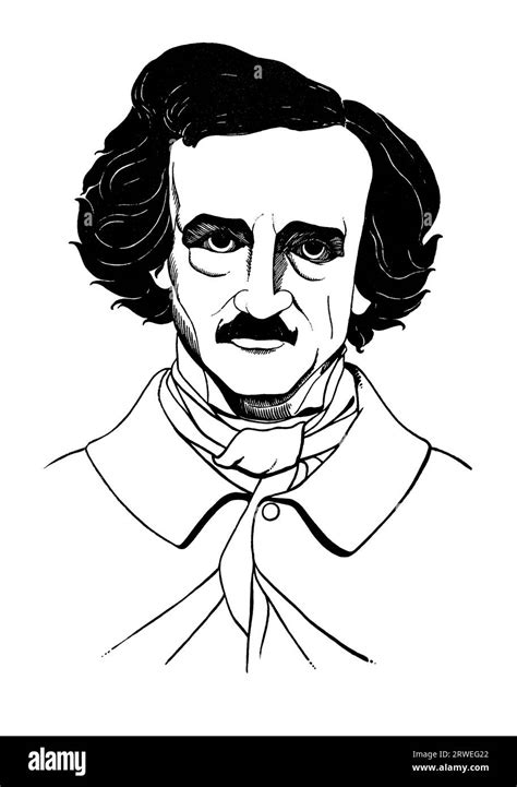 Edgar Allan Poe Vintage Drawing Illustration Stock Photo Alamy