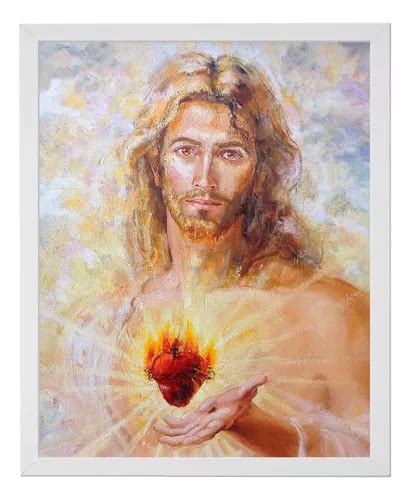 Quadro Sagrado Coração De Jesus Cristo Tela Canvas 60x48cm